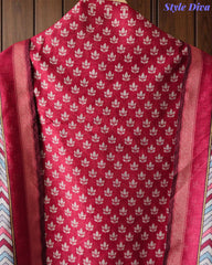 Cotton Maheshwari Digital Print Unstitched Suit with Banarasi Border Dupatta