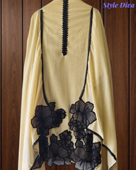Elegant Crush Mul Hand Work Unstitched Suit With Designer Dupatta