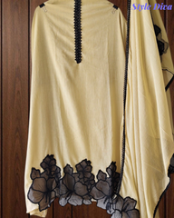 Elegant Crush Mul Hand Work Unstitched Suit With Designer Dupatta