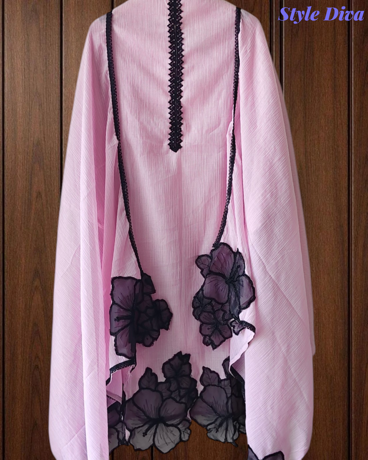 Elegant Crush Mul Hand Work Unstitched Suit With Designer Dupatta