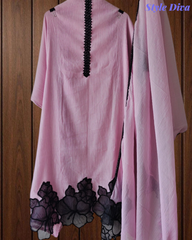 Elegant Crush Mul Hand Work Unstitched Suit With Designer Dupatta