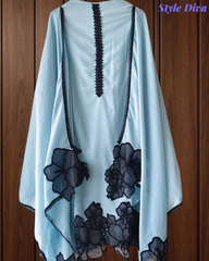 Elegant Crush Mul Hand Work Unstitched Suit With Designer Dupatta