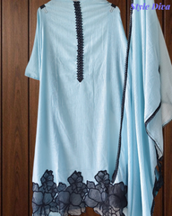 Elegant Crush Mul Hand Work Unstitched Suit With Designer Dupatta