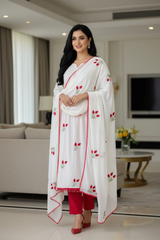 Pure Cotton Embroidered Unstitched Suit with Crochet Lacing | 3 Pc Set