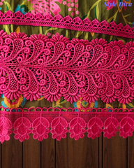 Cotton Pakistani Style Printed Unstitched Suit With Crochet Lacing Dupatta
