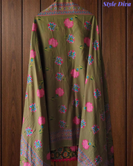 Cotton Pakistani Style Printed Unstitched Suit With Crochet Lacing Dupatta