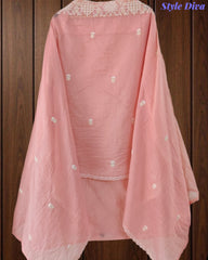 Mul Cotton Lucknowi Embroidered Un-Stitched Suit with Embroidered Dupatta