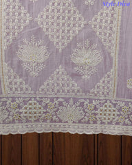 Mul Cotton Lucknowi Embroidered Un-Stitched Suit with Embroidered Dupatta