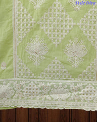 Mul Cotton Lucknowi Embroidered Un-Stitched Suit with Embroidered Dupatta