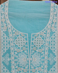 Mul Cotton Lucknowi Embroidered Un-Stitched Suit with Embroidered Dupatta