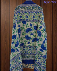 Cotton Digital Print Un-Stitched Suit with Crochet Lacing & Mul Cotton Dupatta