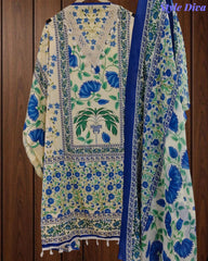 Cotton Digital Print Un-Stitched Suit with Crochet Lacing & Mul Cotton Dupatta