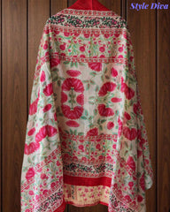Cotton Digital Print Un-Stitched Suit with Crochet Lacing & Mul Cotton Dupatta