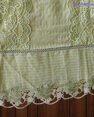 Cotton Khadi Pakistani Style Semi-Stitched Suit with Crochet Lacing Work