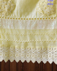 -Cotton Khadi Pakistani Style Semi-Stitched Suit with Crochet Lacing & Faux Mirror Work