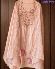 Mul Cotton Cross-Stitch Embroidered Unstitched Suit with Embroidered Dupatta