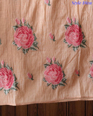 Mul Cotton Cross-Stitch Embroidered Unstitched Suit with Embroidered Dupatta