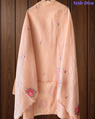 Mul Cotton Cross-Stitch Embroidered Unstitched Suit with Embroidered Dupatta