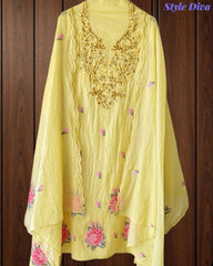 Mul Cotton Cross-Stitch Embroidered Unstitched Suit with Embroidered Dupatta