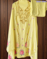 Mul Cotton Cross-Stitch Embroidered Unstitched Suit with Embroidered Dupatta