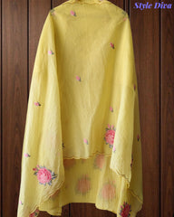 Mul Cotton Cross-Stitch Embroidered Unstitched Suit with Embroidered Dupatta