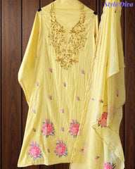 Mul Cotton Cross-Stitch Embroidered Unstitched Suit with Embroidered Dupatta