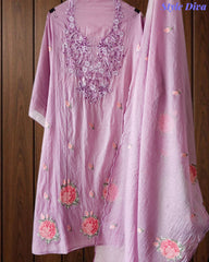 Mul Cotton Cross-Stitch Embroidered Unstitched Suit with Embroidered Dupatta