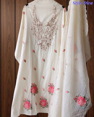 Mul Cotton Cross-Stitch Embroidered Unstitched Suit with Embroidered Dupatta