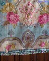 Kota Digital Printed Unstitched Suit with Pearl Highlighting and Printed Dupatta