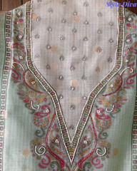 Kota Digital Printed Unstitched Suit with Pearl Highlighting and Printed Dupatta