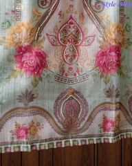 Kota Digital Printed Unstitched Suit with Pearl Highlighting and Printed Dupatta