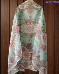 Kota Digital Printed Unstitched Suit with Pearl Highlighting and Printed Dupatta