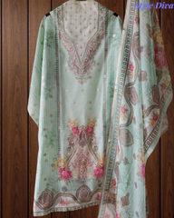 Kota Digital Printed Unstitched Suit with Pearl Highlighting and Printed Dupatta