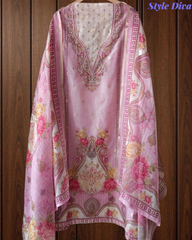 Kota Digital Printed Unstitched Suit with Pearl Highlighting and Printed Dupatta