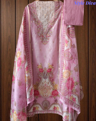Kota Digital Printed Unstitched Suit with Pearl Highlighting and Printed Dupatta