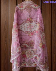 Kota Digital Printed Unstitched Suit with Pearl Highlighting and Printed Dupatta