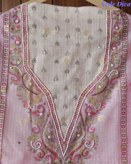 Kota Digital Printed Unstitched Suit with Pearl Highlighting and Printed Dupatta