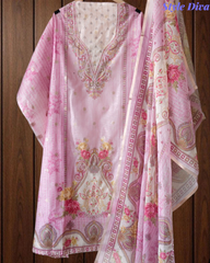 Kota Digital Printed Unstitched Suit with Pearl Highlighting and Printed Dupatta