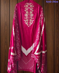 Cotton Digital Print Zari Embroidery Unstitched Suit with Mul Cotton Dupatta