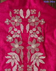 Cotton Digital Print Zari Embroidery Unstitched Suit with Mul Cotton Dupatta