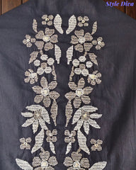 Cotton Digital Print Zari Embroidery Unstitched Suit with Mul Cotton Dupatta