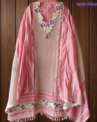 Jamdani Cotton Crochet Lace & 3D Floral Unstitched Suit with Jamdani Dupatta