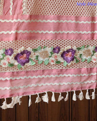 Jamdani Cotton Crochet Lace & 3D Floral Unstitched Suit with Jamdani Dupatta