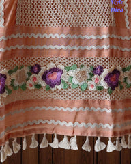 Jamdani Cotton Crochet Lace & 3D Floral Unstitched Suit with Jamdani Dupatta
