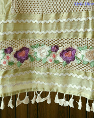 Jamdani Cotton Crochet Lace & 3D Floral Unstitched Suit with Jamdani Dupatta