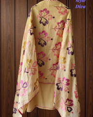 Mul Cotton Neck Embroidered Unstitched Suit with Designer Embroidered Dupatta
