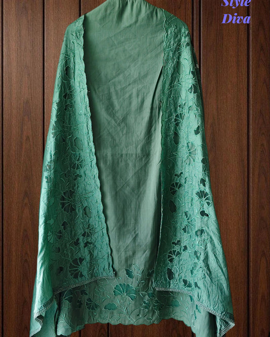 Modal Laser Cut Embroidered Un-Stitched Suit with Designer Dupatta