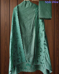 Modal Laser Cut Embroidered Un-Stitched Suit with Designer Dupatta