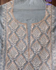 Mul Cotton Lucknowi Embroidered Un-Stitched Suit with Embroidered Dupatta