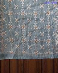 Mul Cotton Lucknowi Embroidered Un-Stitched Suit with Embroidered Dupatta